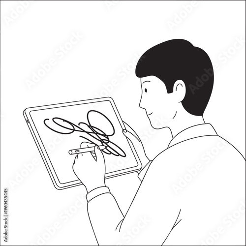 A person drawing on a tablet with a stylus