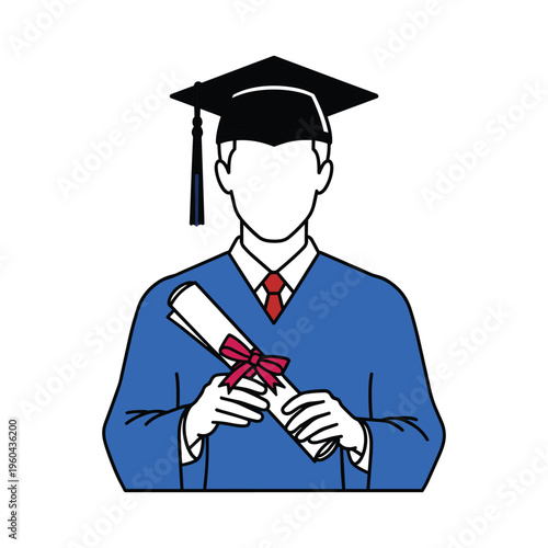 A graduate holding a diploma and wearing a graduation cap