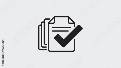 A simple black and white icon of a checklist on a piece of paper