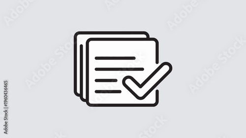 A simple black and white icon of a checklist on a piece of paper