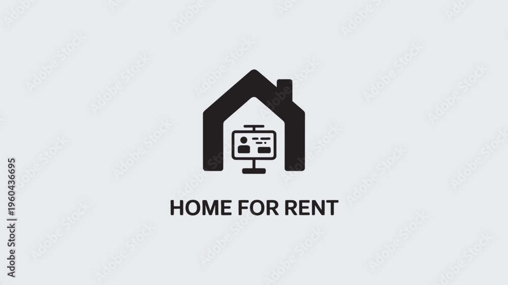 Fototapeta premium A logo for a home rental company with a house and computer icon