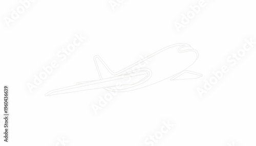 Minimalist Airplane Silhouette Flying in a White Void