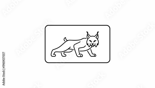 Lynx Icon Vector Illustration, Wild Cat Silhouette, Animal Symbol, Minimalist Design