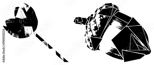 Abstract animal forms broken into angular, stylized wildlife, fractured silhouette, graphic design element, modern art motif, vector illustration.