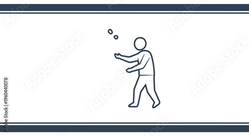 Juggler Icon Performing Trick with Balls, Skillful Entertainment Concept