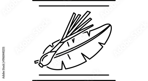 Lemongrass and Banana Leaf Icon: Asian Cuisine Ingredient, Tropical Herb, Culinary Element