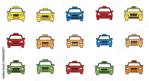 Colorful cars in various hues.