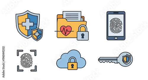 Security icons with locks and keys.