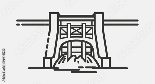 Simple Line Drawing of a Bridge Structure.