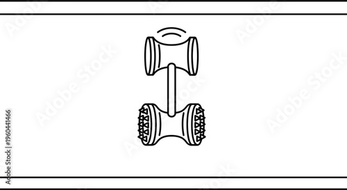 Stylized black and white line art icon depicting a versatile kitchen meat tenderizer utensil