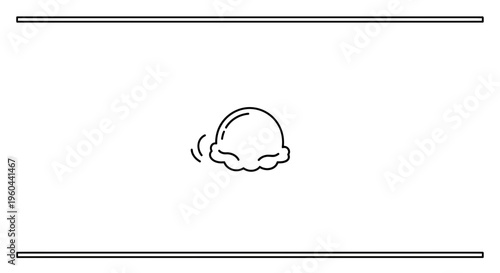 Minimalist outline icon of a delicious ice cream scoop with gentle melting effect design element
