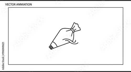 Clean vector line art of a pastry piping bag dispensing frosting, ideal for baking designs