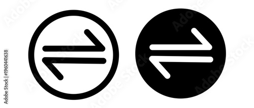 Exchange and Transfer Icon Set - Minimalist Horizontal Arrows in Circle.