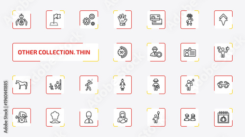 other collection. thin outline icon set. 25 linear vector for ui, web and mobile. thin line robot of japan, milestone, mechanical gears and more icons.