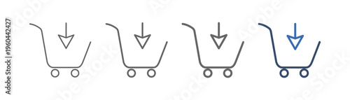 
outline icon set buy with trolley design and down arrow