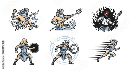 Mythological Figures Collection Featuring Gods Warriors And Athletes In Dynamic Poses For Epic Storytelling And Creative Projects