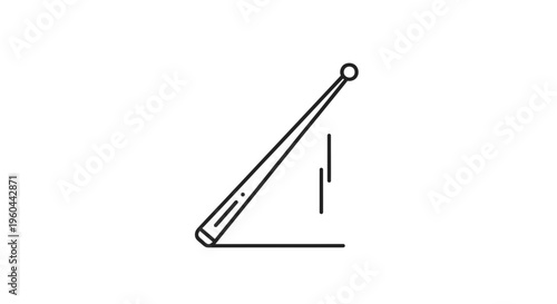 Minimalist line art illustration of a drumstick striking a surface, embodying rhythm and percussion