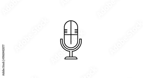 Sleek vintage microphone vector graphic representing sound and voice capture for digital media