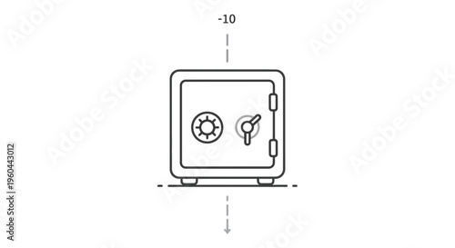 Minimalist line art icon of a robust safe box emphasizing data security and financial protection