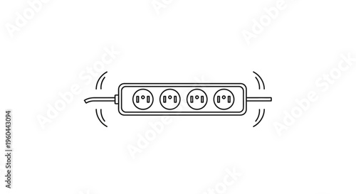 Modern Electrical Power Strip Icon Illustrating Multiple Outlets for Device Charging and