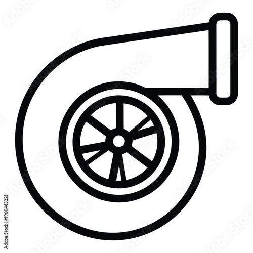Black and white turbocharger icon.