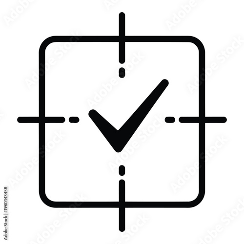 Black Checkmark in Square Target Icon.
