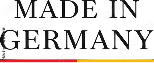 Made in Germany Typography Label with National Flag Colors Underline Isolated on White Background