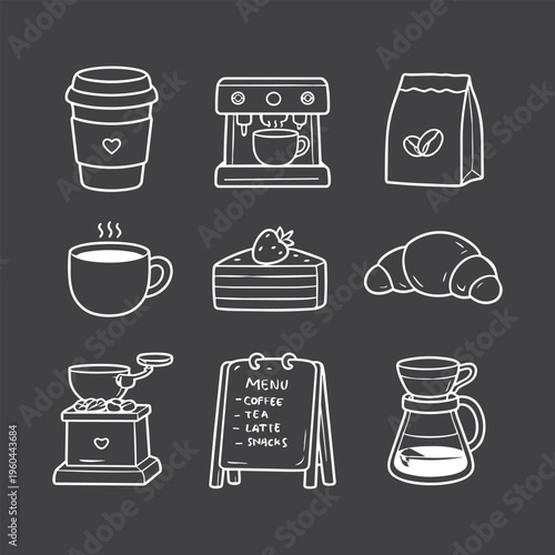 Hand-drawn Coffee and Cafe Elements Collection