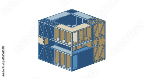 Architectural Interior Construction Detail with Steel Framing