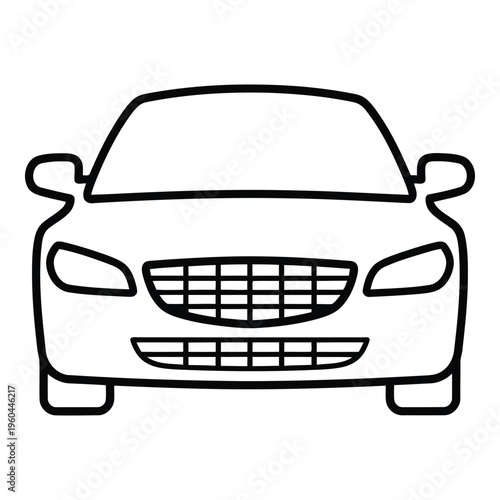 Car Front View Line Drawing.
