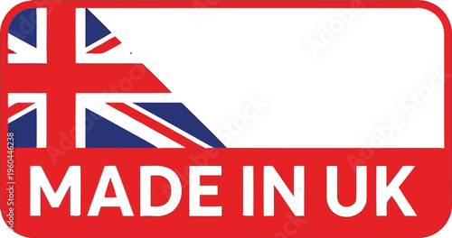 Made in UK Label Design with British Flag Element for Product Packaging and Brand Identification