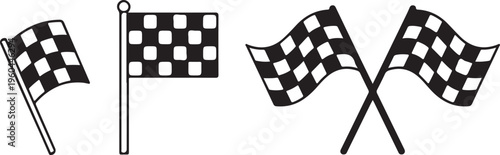 Checkered racing flags in various positions and orientations checkered flags black and white