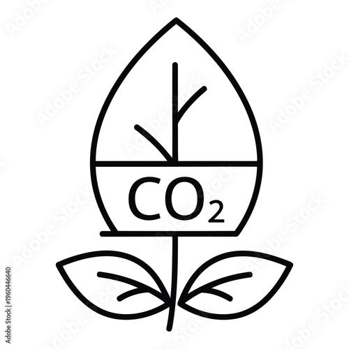 Carbon Dioxide Plant Leaf Icon.
