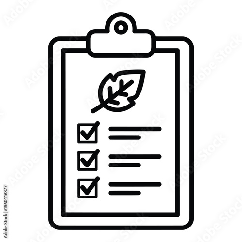 Checklist on clipboard with leaf.
