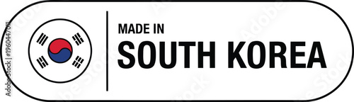 Made In South Korea Label Tag With National Flag Icon For Product Packaging Design Element