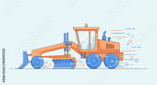 Orange Road Grader Machine Working Efficiently on a Construction Site