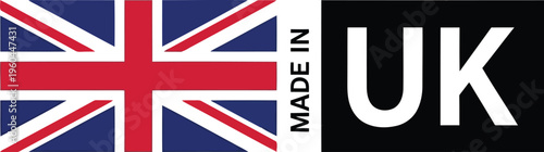 Made in UK Label Design with British Union Jack Flag Icon for Product Packaging Branding