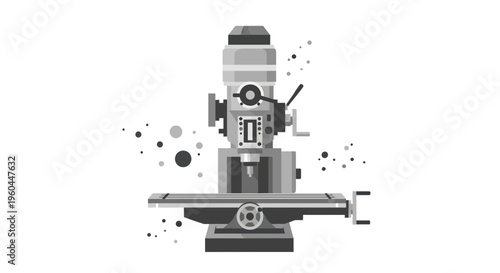 Precision Milling Machine Industrial Equipment Vector Illustration