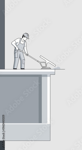 Professional Exterior Window Cleaner Working on High Rise Building Facade