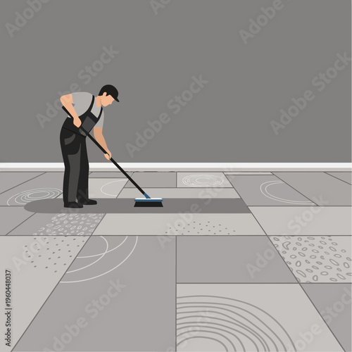 Professional Floor Cleaning Service In A Modern Building Interior