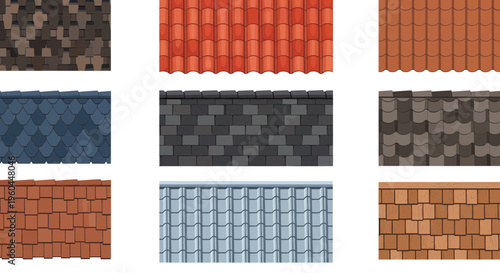 Collection of Roofing Tiles Patterns - Different Materials and Colors