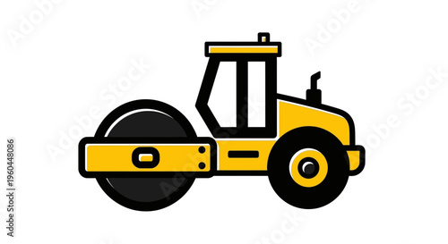 Modern Yellow Roller Machine Construction Industry Transportation Icon