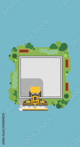 Professional Lawn Care Service Executing Pristine Yard Maintenance With Modern Equipment