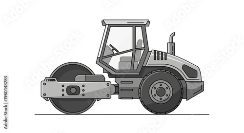 Professional Road Roller Machine Illustration for Construction Projects