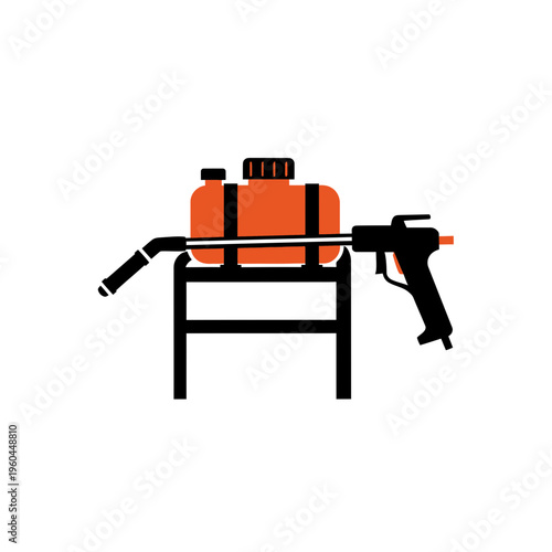 Orange Backpack Sprayer For Garden And Agriculture Use Minimalist Icon