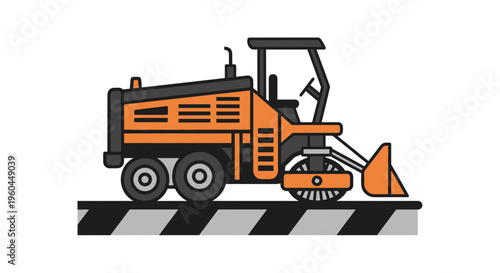 Orange Construction Machine On White Background