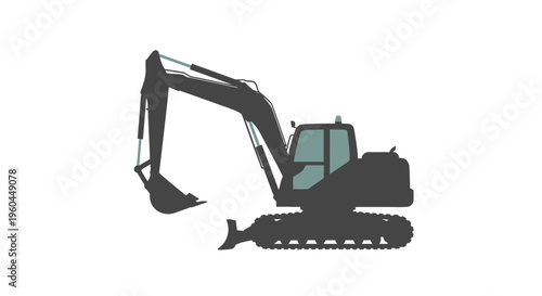 Powerful Excavator Machine Silhouetted For Construction Projects