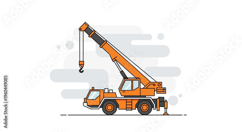 Orange Mobile Crane Vehicle With Hook Lifting Equipment