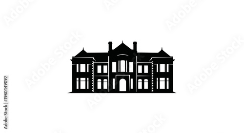 Silhouette of a grand classical building, manor house, or government structure