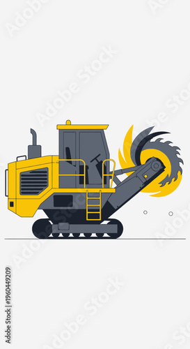 Powerful Industrial Trencher Machine Digging Earth For Construction Projects